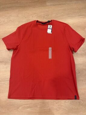 Perry Ellis Navy Ribbed Short Sleeve Crew Tee